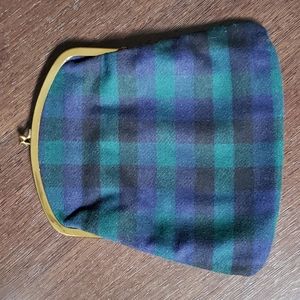 VTG BEST & CO Fifth Ave NY, plaid clutch, black watch Tartan, blue/green